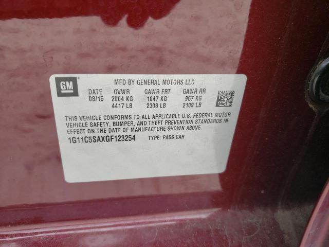 1G11C5SAXGF123254 - 2016 CHEVROLET MALIBU LIM LT 勃艮第红 照片 12