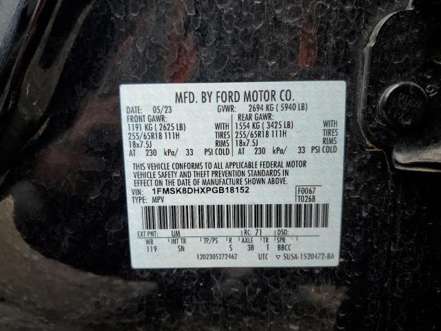 1FMSK8DHXPGB18152 - 2023 FORD EXPLORER XLT BLACK photo 14