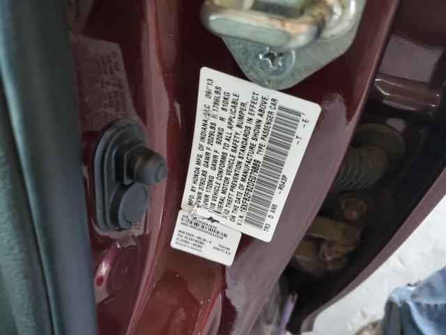 19XFB2F82DE079889 - 2013 HONDA CIVIC EX BURGUNDY photo 12