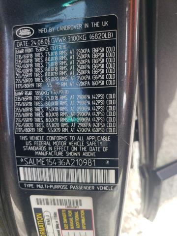 SALME15436A210981 - 2006 LAND ROVER RANGE ROVE HSE GRAY photo 13