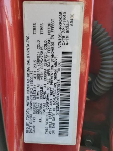 5TEGN92N83Z203848 - 2003 TOYOTA TACOMA DOUBLE CAB PRERUNNER RED photo 12