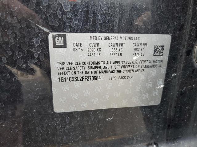 1G11C5SL2FF270684 - 2015 CHEVROLET MALIBU 1LT BLACK photo 10