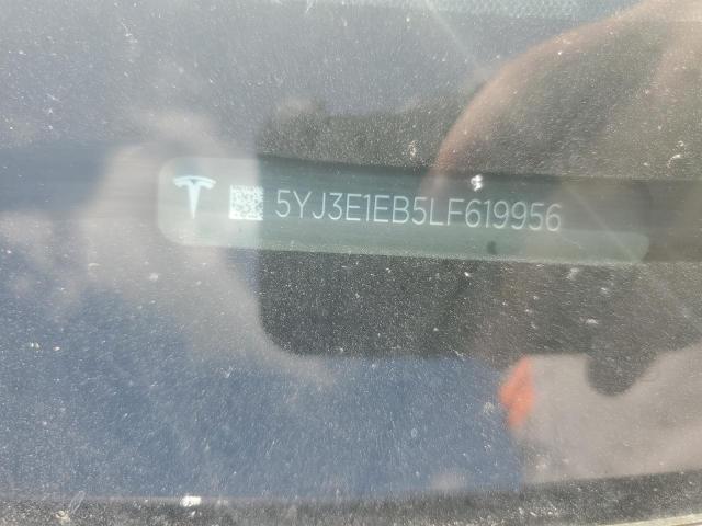 5YJ3E1EB5LF619956 - 2020 TESLA MODEL 3 Boz foto 12