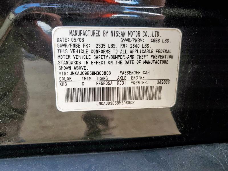 JNKAJ09E58M306808 - 2008 INFINITI EX35 BASE BLACK photo 14