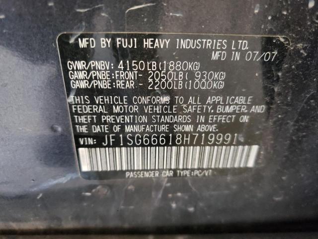 JF1SG66618H719991 - 2008 SUBARU FORESTER SPORTS 2.5X GRAY photo 12