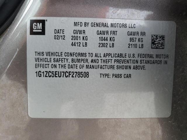 1G1ZC5EU7CF278508 - 2012 CHEVROLET MALIBU 1LT 棕色 照片 12