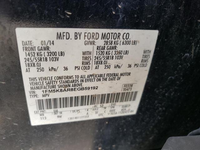 1FM5K8AR8EGB59192 - 2014 FORD EXPLORER POLICE INTERCEPTOR BLACK photo 14