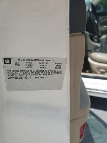 2G4WD582481190110 - 2008 BUICK LACROSSE CXL WHITE photo 12