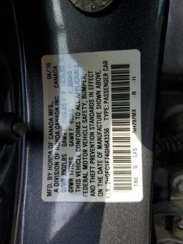 2HGFC1F74GH643356 - 2016 HONDA CIVIC EXL ნაცრისფერი ფოტო 12