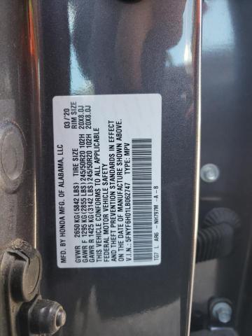 5FNYF6H01LB062747 - 2020 HONDA PILOT ELITE GRAY photo 13