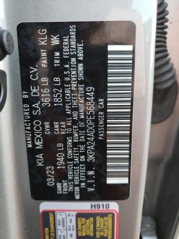 3KPA24AD0PE568449 - 2023 KIA RIO LX SILVER photo 12