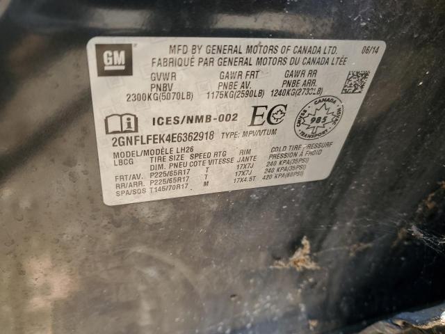 2GNFLFEK4E6362918 - 2014 CHEVROLET EQUINOX LT CHARCOAL photo 13