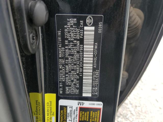 4T1BF3EK3AU087966 - 2010 TOYOTA CAMRY BASE Siyah fotoğraf 12