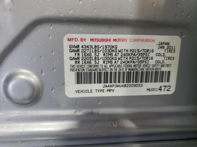 JA4AP3AU4BZ009053 - 2011 MITSUBISHI OUTLANDER ES SILVER photo 12