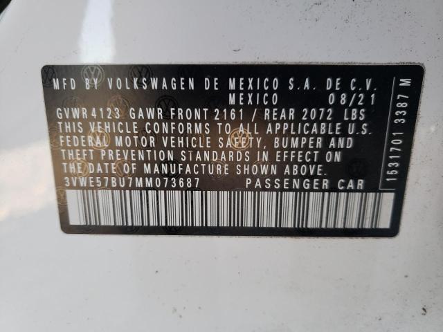 3VWE57BU7MM073687 - 2021 VOLKSWAGEN JETTA SEL WHITE photo 10