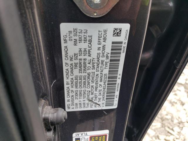 2HKRW2H83JH623225 - 2018 HONDA CR-V EXL GRAY photo 13