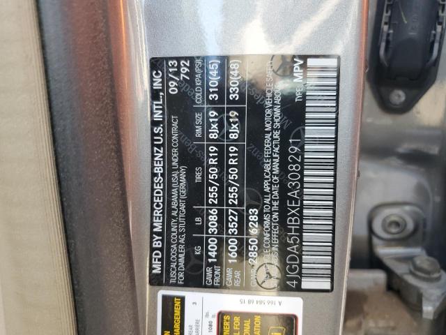 4JGDA5HBXEA308291 - 2014 MERCEDES-BENZ ML 350 4MATIC GRAY photo 13