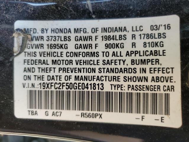 19XFC2F50GE041813 - 2016 HONDA CIVIC LX BLACK photo 13