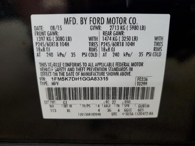 1FM5K7DH1GGA83315 - 2016 FORD EXPLORER XLT 黑色 照片 13