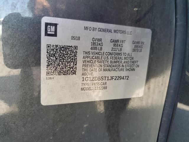 1G1ZD5ST1JF229472 - 2018 CHEVROLET MALIBU LT CHARCOAL photo 12