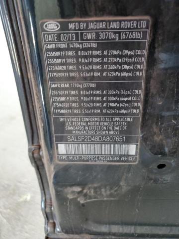 SALSF2D48DA807651 - 2013 LAND ROVER RANGE ROVE HSE BLACK photo 14