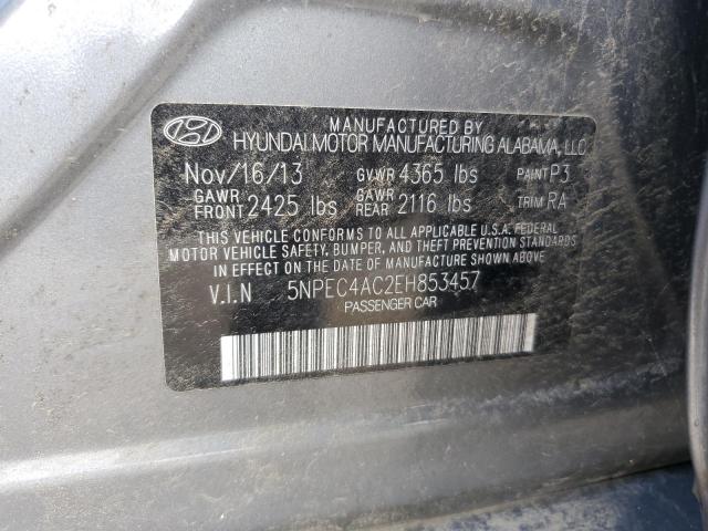 5NPEC4AC2EH853457 - 2014 HYUNDAI SONATA SE 灰色 照片 12