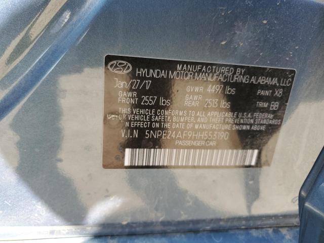 5NPE24AF9HH553190 - 2017 HYUNDAI SONATA SE BLUE photo 12