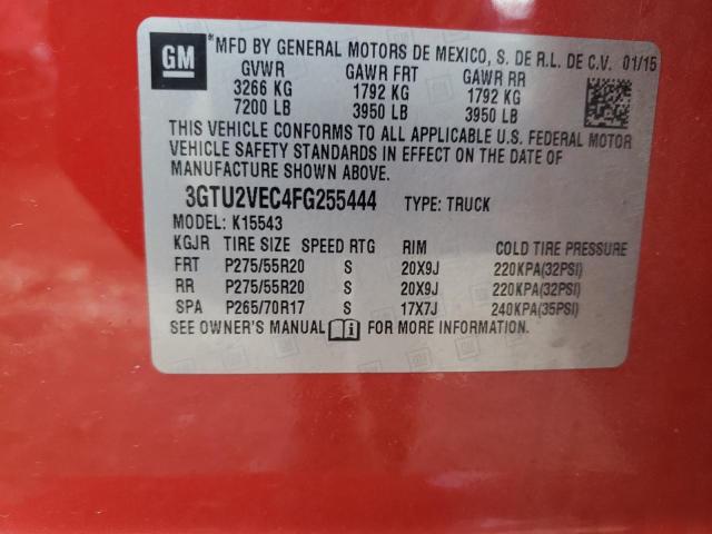 3GTU2VEC4FG255444 - 2015 GMC SIERRA K1500 SLT RED photo 12