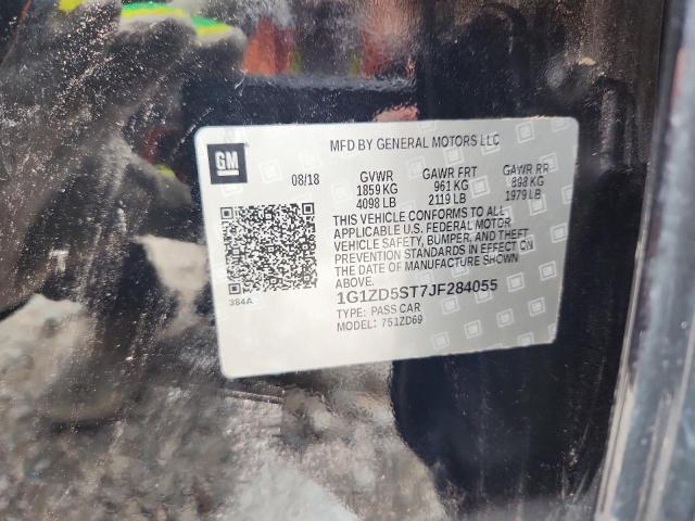 1G1ZD5ST7JF284055 - 2018 CHEVROLET MALIBU LT Սև լուսանկար 12