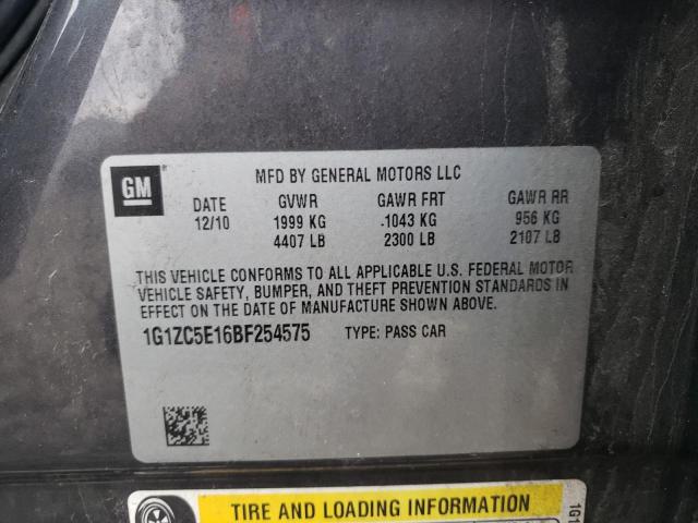 1G1ZC5E16BF254575 - 2011 CHEVROLET MALIBU 1LT 灰色 照片 12