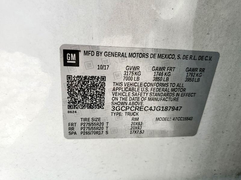 3GCPCREC4JG187947 - 2018 CHEVROLET SILVERADO C1500 LT WHITE photo 13