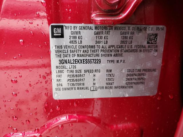 3GNAL2EKXES667229 - 2014 CHEVROLET CAPTIVA LS 红色 照片 13