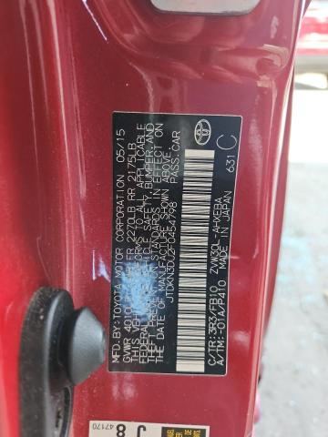 JTDKN3DU2F0454798 - 2015 TOYOTA PRIUS Қызыл фото 12