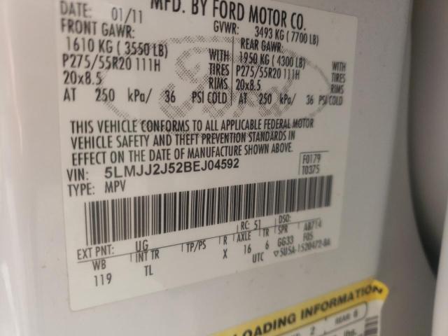 5LMJJ2J52BEJ04592 - 2011 LINCOLN NAVIGATOR 白色 照片 10