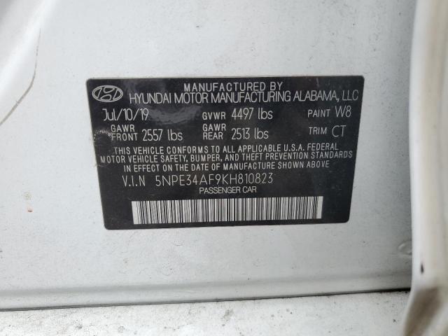 5NPE34AF9KH810823 - 2019 HYUNDAI SONATA LIMITED WHITE photo 12