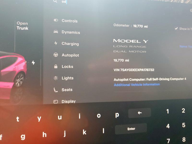 7SAYGDEEXPA178732 - 2023 TESLA MODEL Y WHITE photo 9