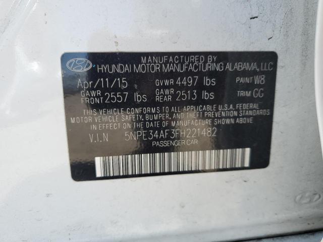 5NPE34AF3FH221482 - 2015 HYUNDAI SONATA SPORT WHITE photo 13