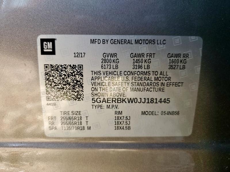 5GAERBKW0JJ181445 - 2018 BUICK ENCLAVE ESSENCE Boz foto 13