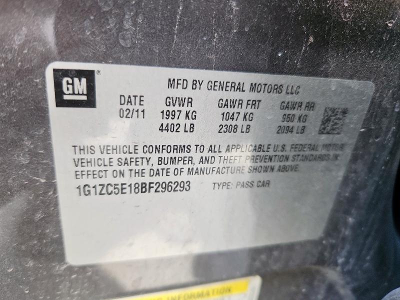 1G1ZC5E18BF296293 - 2011 CHEVROLET MALIBU 1LT GRAY photo 12