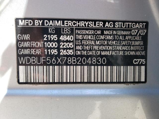 WDBUF56X78B204830 - 2008 MERCEDES-BENZ E 350 SILVER photo 12