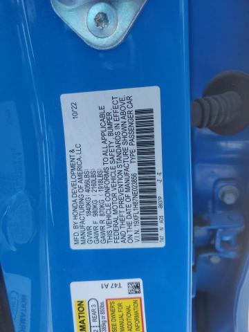 19XFL1H87NE023856 - 2022 HONDA CIVIC SPORT TOURING 蓝色 照片 12