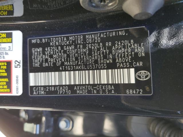 4T1G31AK6LU537055 - 2020 TOYOTA CAMRY SE BLACK photo 13