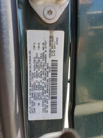 5TEGM92N12Z101826 - 2002 TOYOTA TACOMA DOUBLE CAB PRERUNNER GREEN photo 12