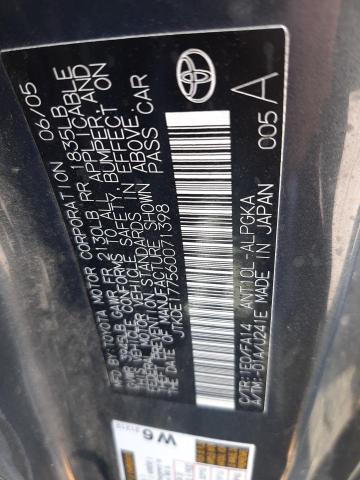 JTKDE177560071398 - 2006 TOYOTA SCION TC Boz foto 12