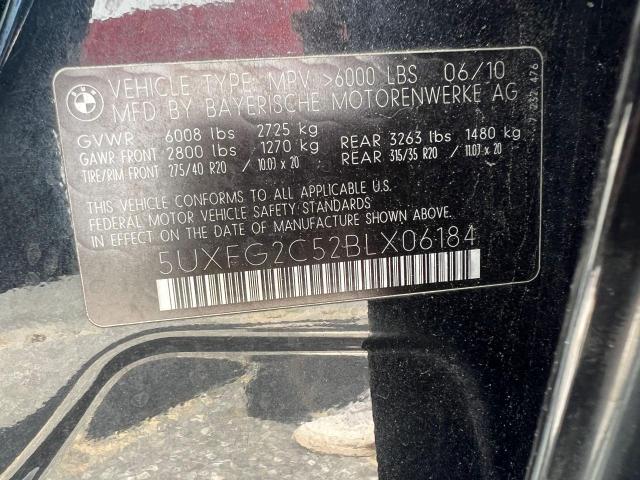 5UXFG2C52BLX06184 - 2011 BMW X6 XDRIVE35I BLACK photo 10