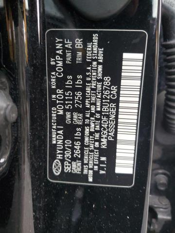 KMHGC4DF1BU126788 - 2011 HYUNDAI GENESIS 4.6L BLACK photo 12