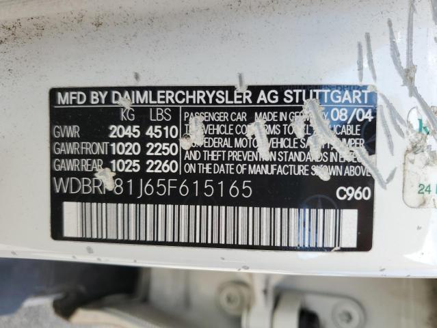 WDBRF81J65F615165 - 2005 MERCEDES-BENZ C 240 4MATIC WHITE photo 13