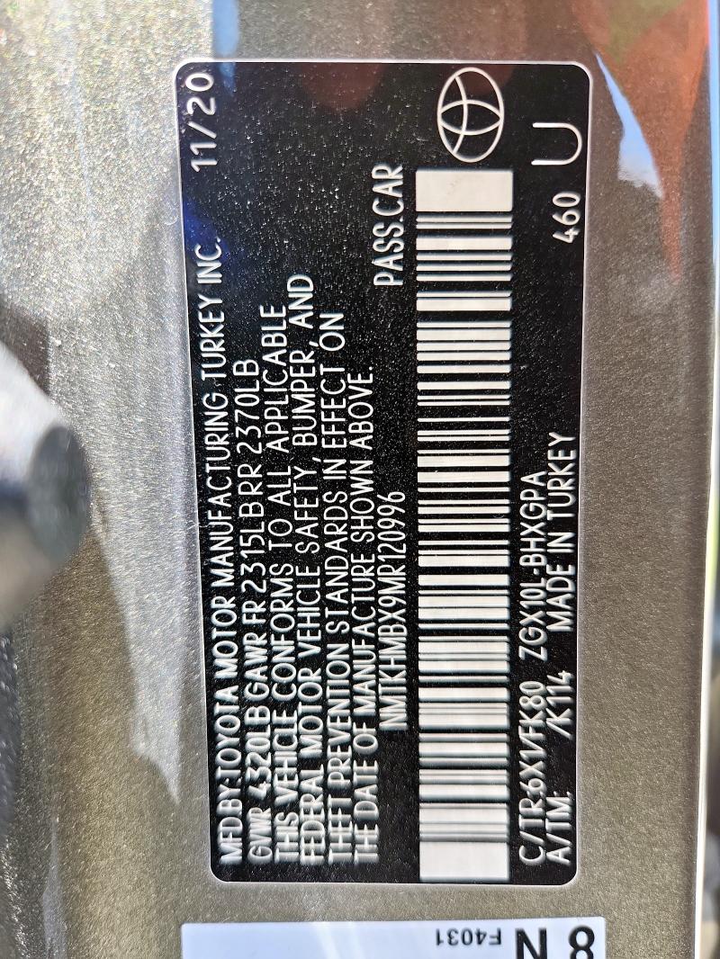 NMTKHMBX9MR120996 - 2021 TOYOTA C-HR XLE BROWN photo 13