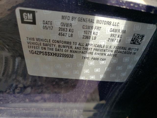 1G4ZP5SSXHU209938 - 2017 BUICK LACROSSE ESSENCE ლურჯი ფოტო 10