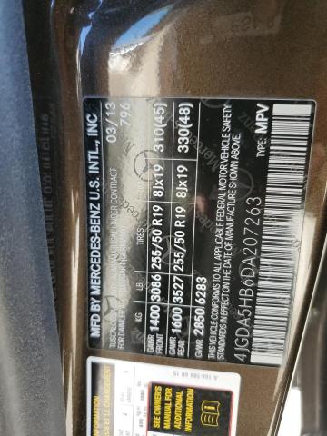 4JGDA5HB6DA207263 - 2013 MERCEDES-BENZ ML 350 4MATIC BROWN photo 13